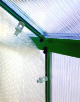 Gewächshaus Isolierung Set (10 m x 150 cm) mit 40 Folienhaltern DUO für innen MacGreen®